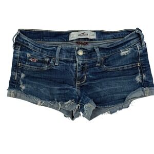 VTG Y2K Hollister So Cal Distressed Denim Micro Mini Shorts Low Rise Sz 3 W26 2"